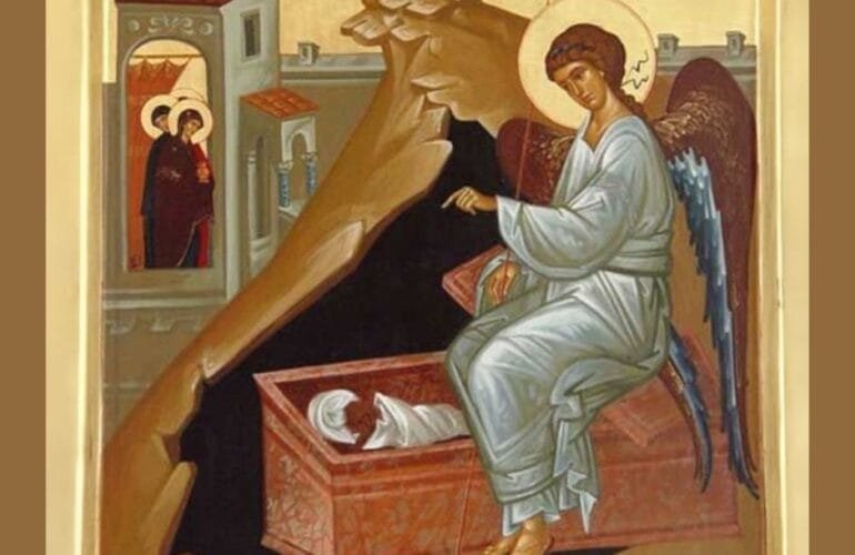 Orthodox Icon of the Empty tomb - the resurrection